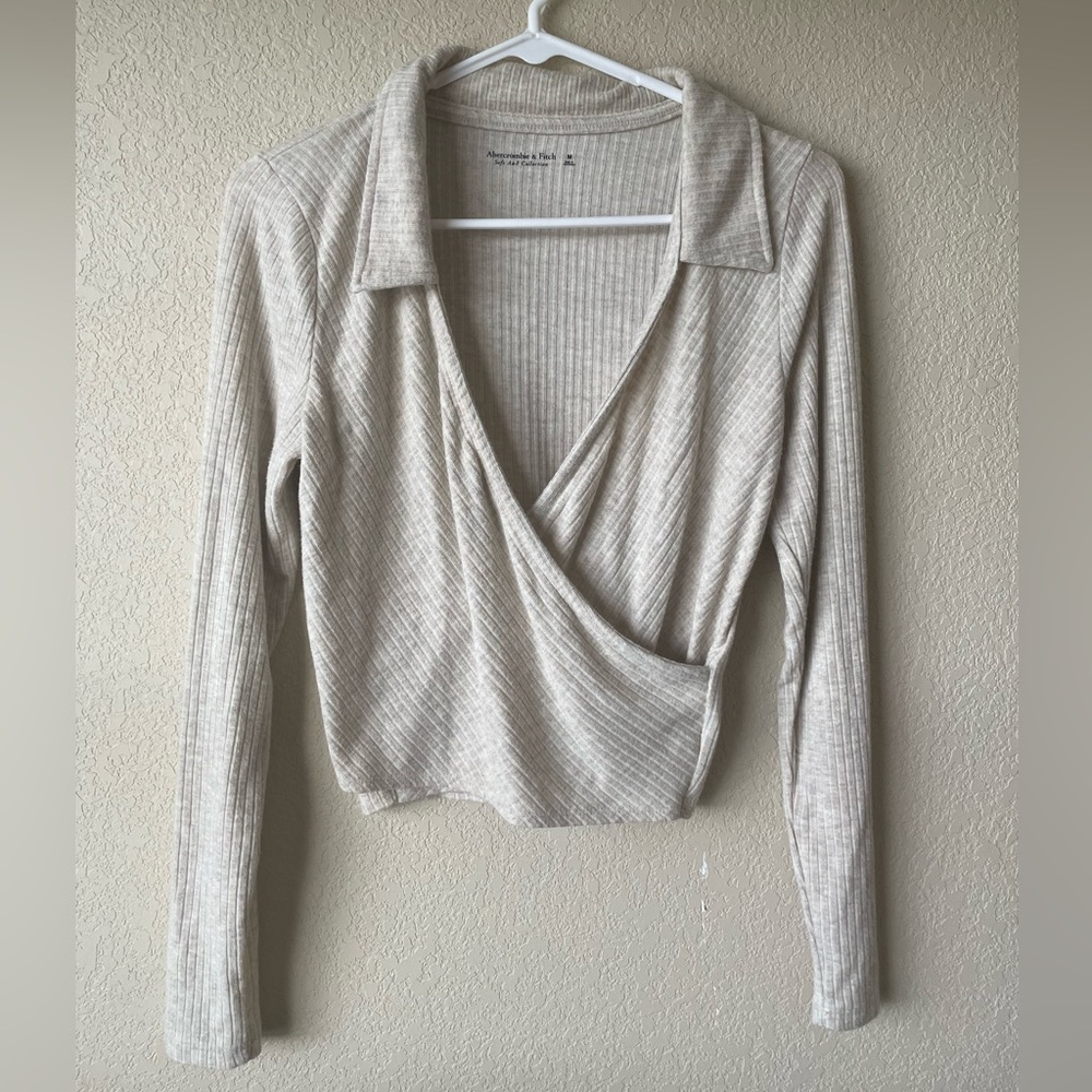 Abercrombie & Fitch Cream Wrap Top